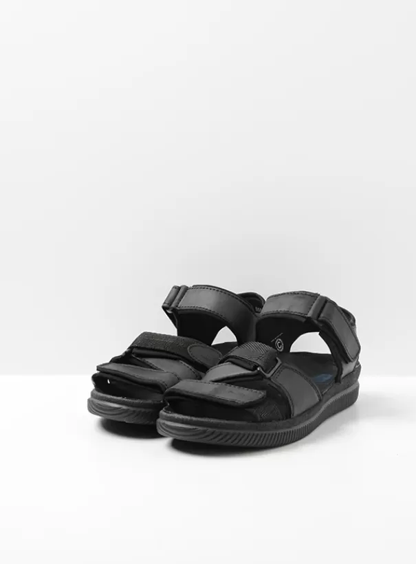 Sandalen voor heren<Wolky Active Men zwart gevet leer