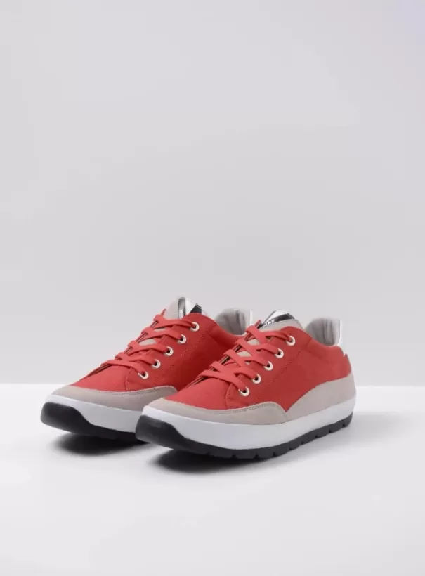 Sneakers | Veterschoenen<Wolky Babati rood canvas/suede