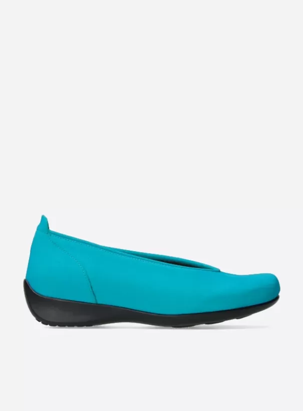 Instappers<Wolky Ballet turquoise nubuck