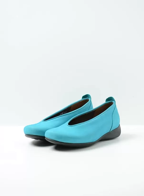 Instappers<Wolky Ballet turquoise nubuck