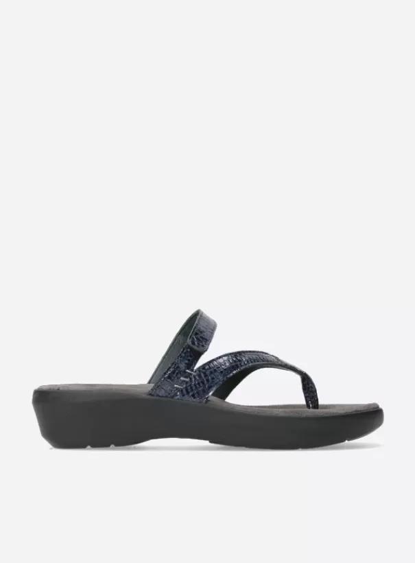 Slippers<Wolky Bassa blauw crocolook lakleer