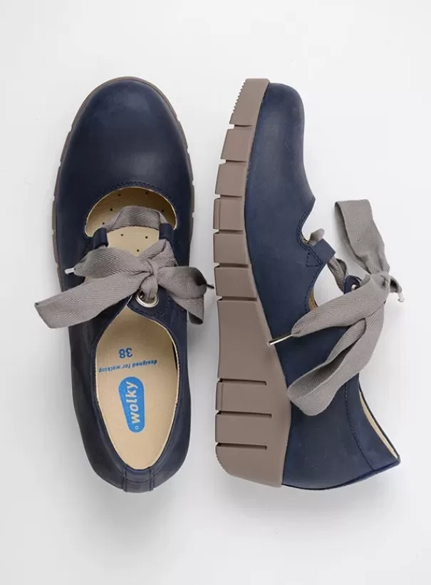 Hielspoor | Veterschoenen<Wolky Boston blauw zomer nubuck