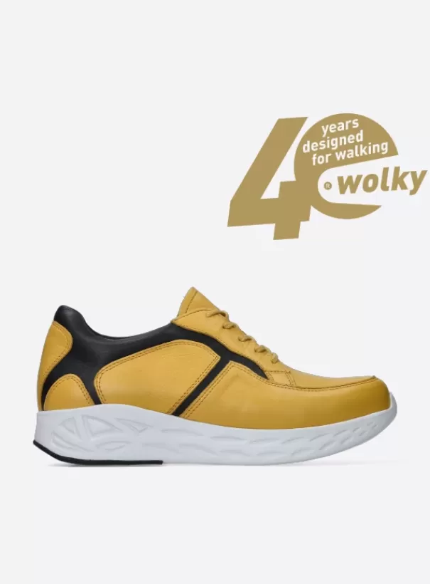 Hielspoor | Wandelschoenen<Wolky Bounce geel/zwart leer