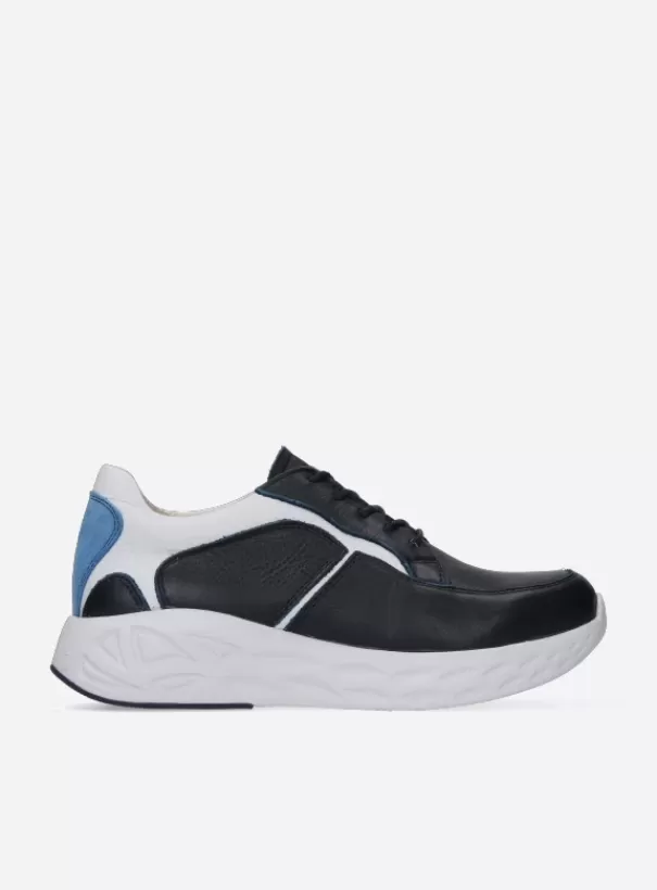 Hielspoor | Wandelschoenen<Wolky Bounce wit/blauw combi leer