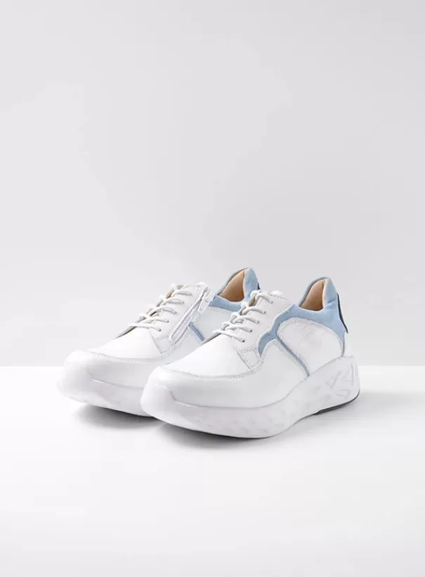 Hielspoor | Wandelschoenen<Wolky Bounce wit/blauw leer