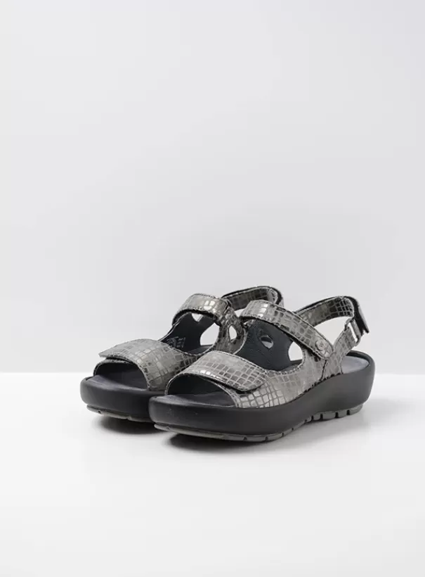 Sandalen<Wolky Brasilia grijs crocolook leer