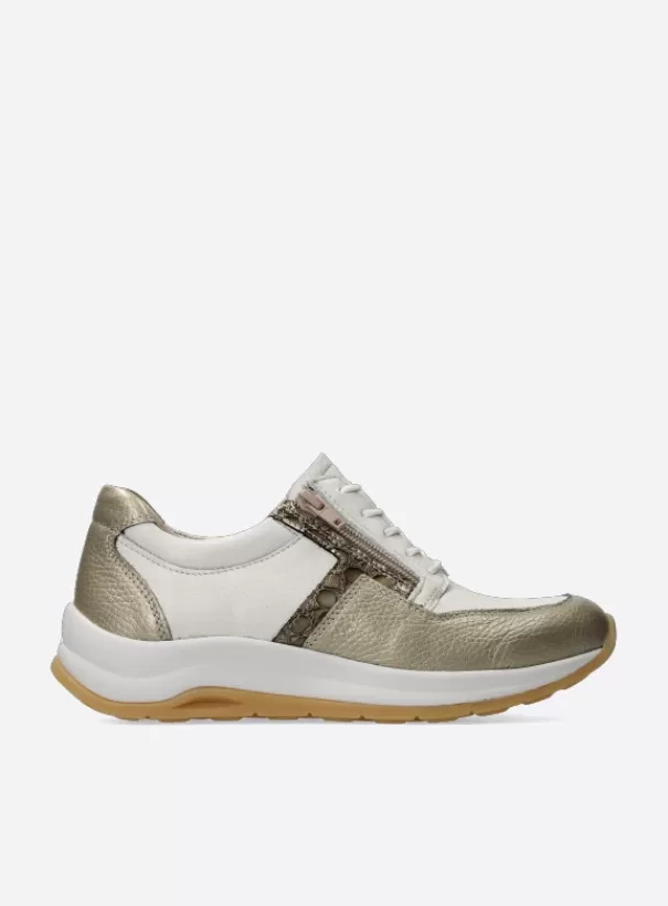 Wandelschoenen | Sneakers<Wolky Comrie wit/goud combi leer