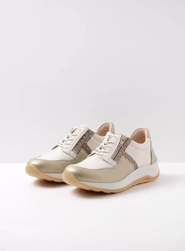 Wandelschoenen | Sneakers<Wolky Comrie wit/goud combi leer