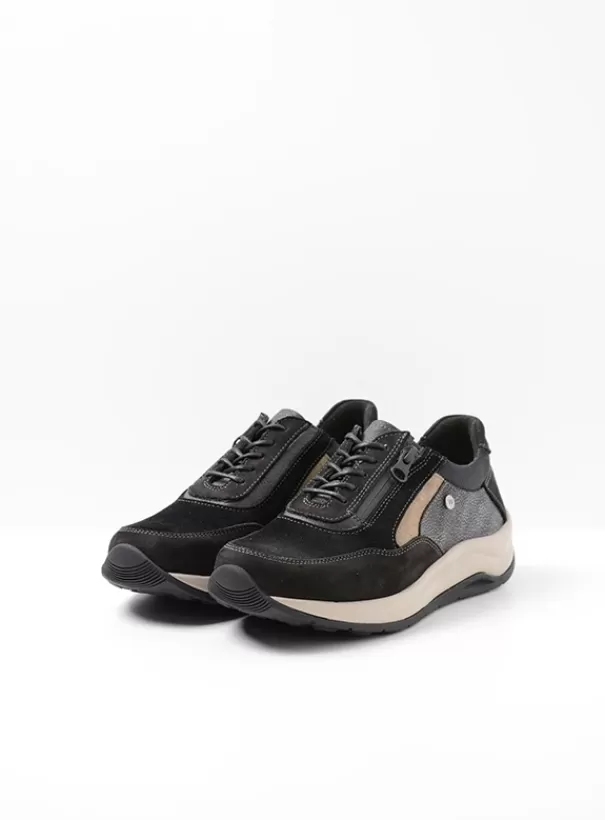 Wandelschoenen | Sneakers<Wolky Cupar zwart combi leer