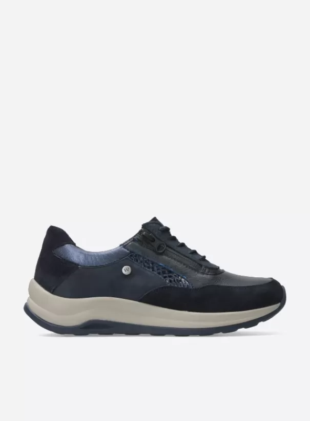 Wandelschoenen | Sneakers<Wolky Cupar blauw combi leer