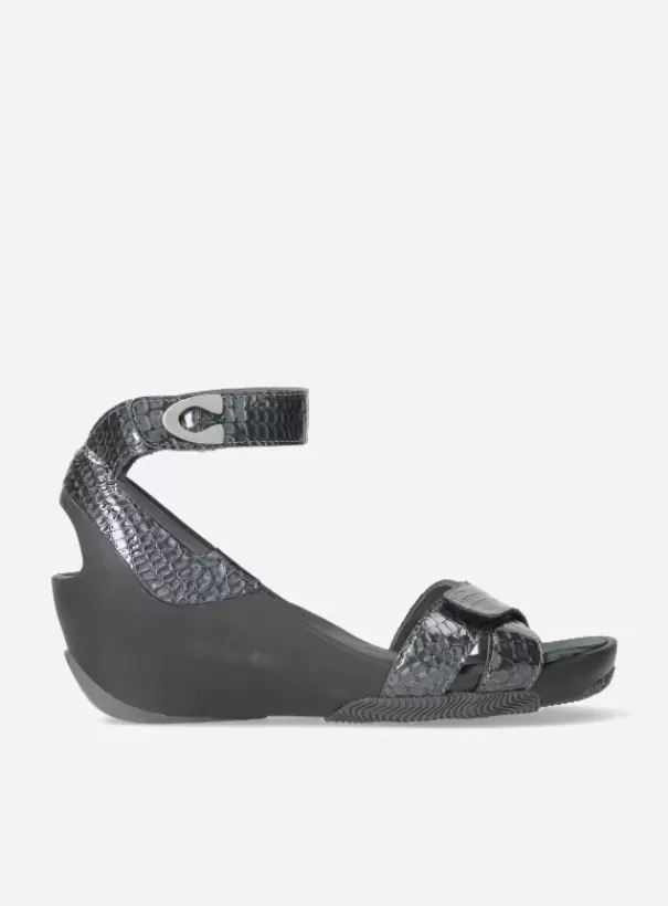 Sandalen<Wolky Era antraciet crocolook lakleer