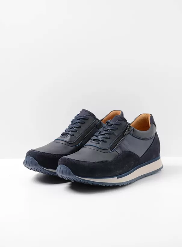 Veterschoenen | Sneakers<Wolky e-Runner marineblauw combi leer