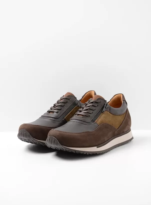 Veterschoenen | Sneakers<Wolky e-Runner bruin combi leer