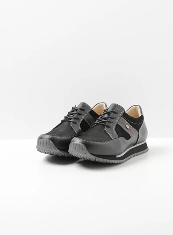 Wandelschoenen | Sneakers<Wolky e-Walk zwart combi stretch leer