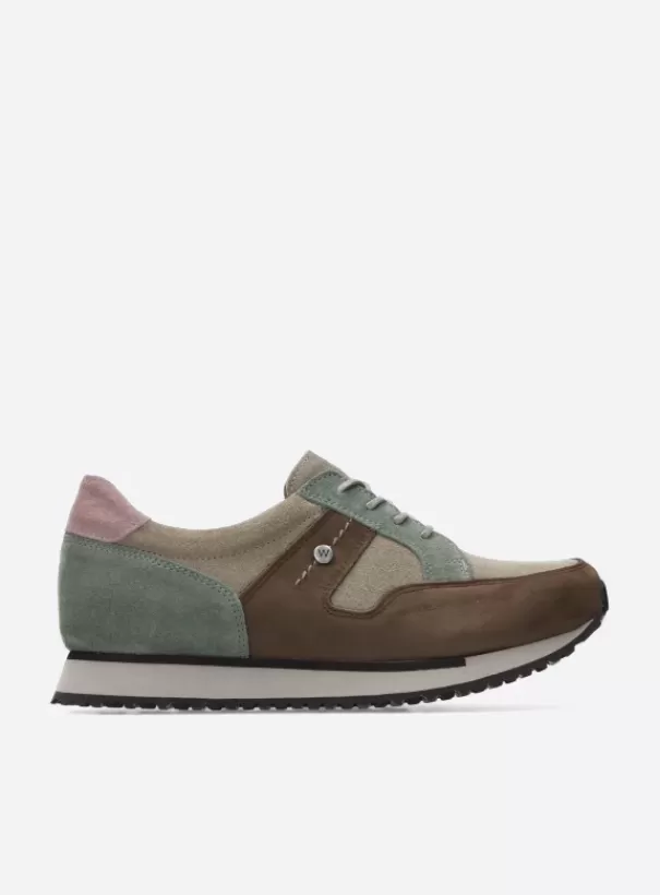 Wandelschoenen | Sneakers<Wolky e-Walk taupe grijsgroen combi leer