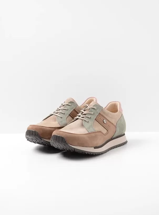 Wandelschoenen | Sneakers<Wolky e-Walk taupe grijsgroen combi leer