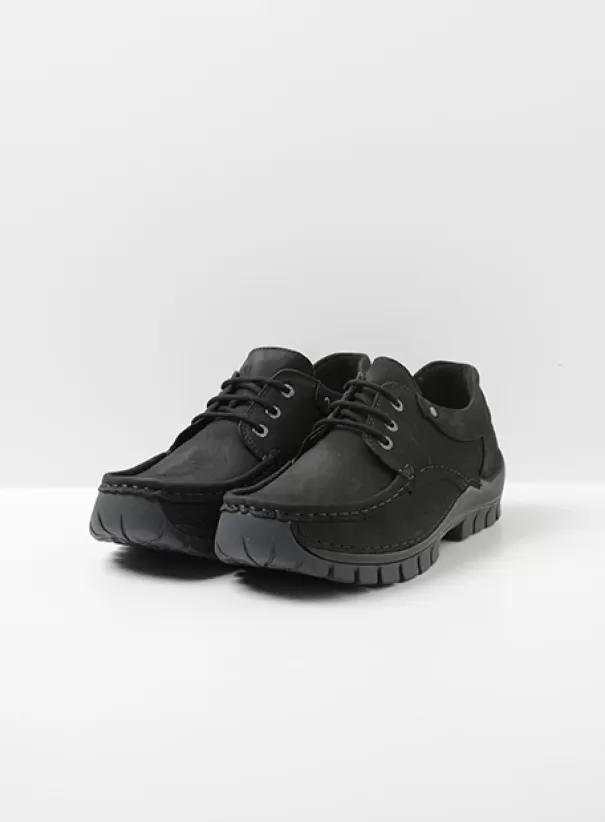 Comfortschoenen | Veterschoenen<Wolky Fly men zwart nubuck