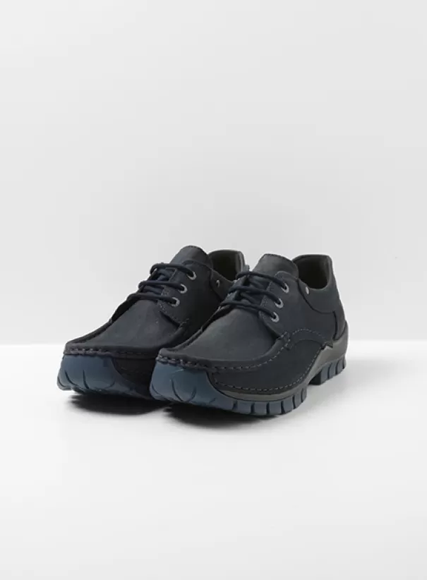 Comfortschoenen | Veterschoenen<Wolky Fly men blauw nubuck