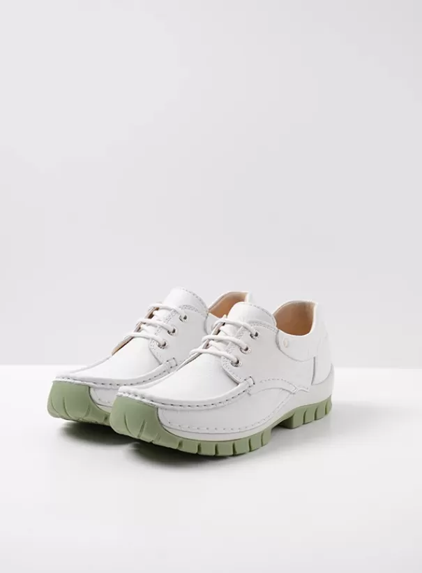 Veterschoenen | Voorjaar/zomer 2024<Wolky Fly Summer wit/lichtgroen leer