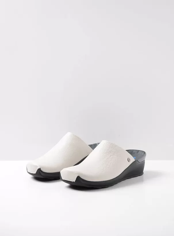 Slippers | Klompen<Wolky Go creme wit leer