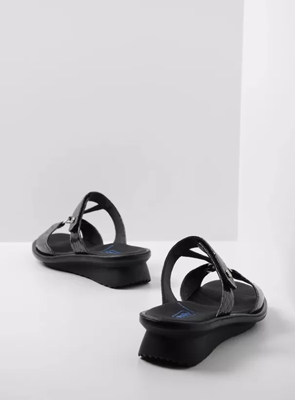 Slippers | Voorjaar/zomer 2024<Wolky Isa antraciet crocolook lakleer