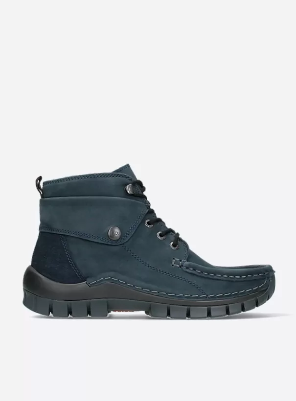 Hielspoor | Veterschoenen<Wolky Jump blauw nubuck