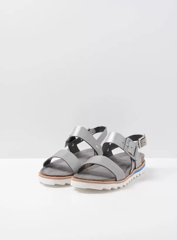 Sandalen<Wolky Minori zilvergrijs leer