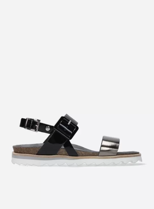 Sandalen<Wolky Minori zwart/brons lak