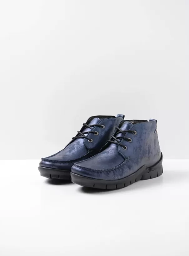 Veterschoenen<Wolky Misty blauw metallic nubuck