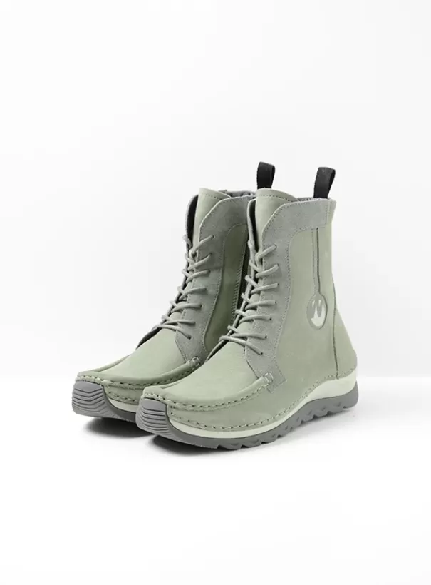 Laarzen | Veterschoenen<Wolky Ocean grijsgroen nubuck