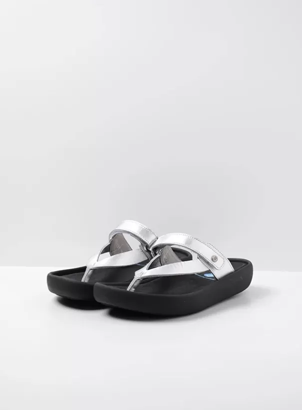 Slippers | Voorjaar/zomer 2024<Wolky Peace zilver leer