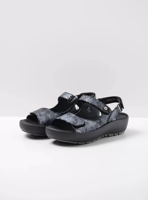 Sandalen<Wolky Rio zwart snake print leer