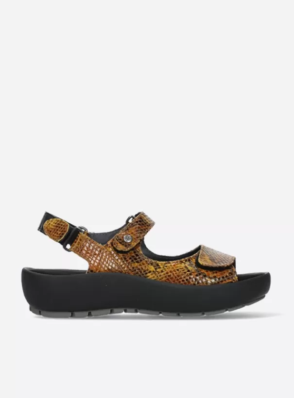 Sandalen<Wolky Rio oker snake print leer