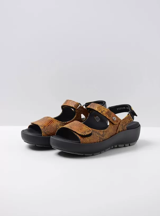 Sandalen<Wolky Rio oker snake print leer