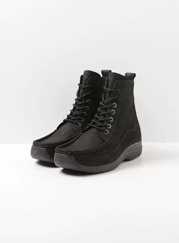 Veterschoenen<Wolky Roll Boot zwart nubuck