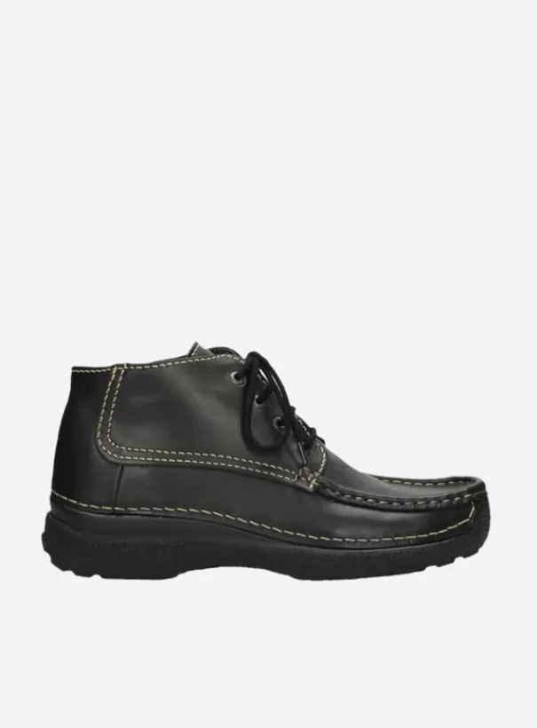 Comfortschoenen | Veterschoenen<Wolky Roll Moc Men zwart leer