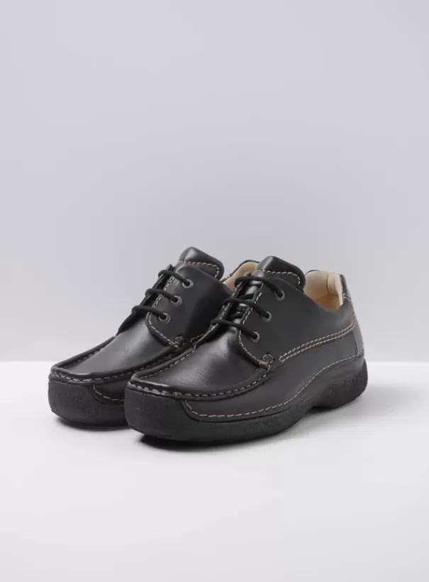 Comfortschoenen | Veterschoenen<Wolky Roll Shoe Men zwart leer