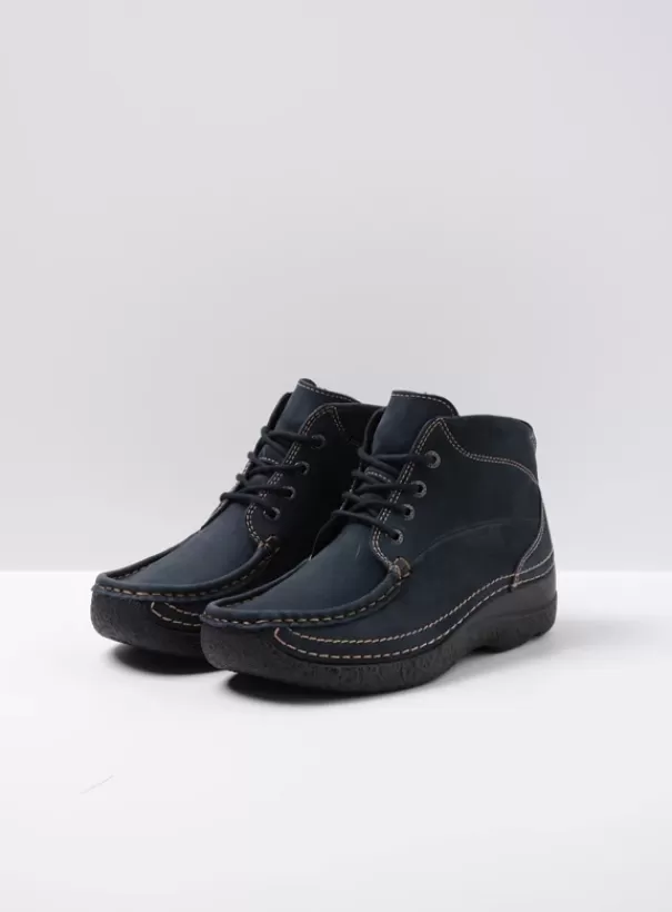 Hielspoor | Veterschoenen<Wolky Roll Shoot blauw nubuck