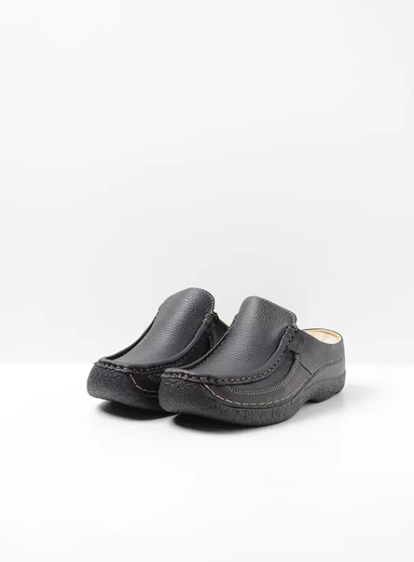 Slippers | Klompen<Wolky Roll Slide zwart leer