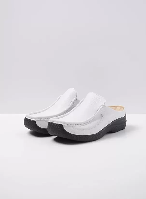 Slippers | Klompen<Wolky Roll Slide wit geprint leer