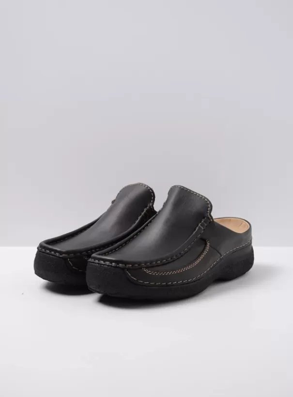 Slippers | Klompen<Wolky Roll Slide men zwart leer