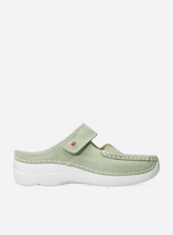 Hielspoor | Slippers<Wolky Roll Slipper lichtgroen nubuck