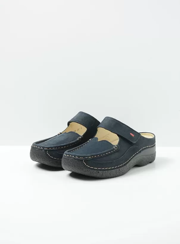 Hielspoor | Slippers<Wolky Roll Slipper blauw nubuck