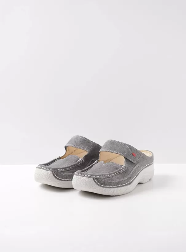 Hielspoor | Slippers<Wolky Roll Slipper lichtgrijs suede