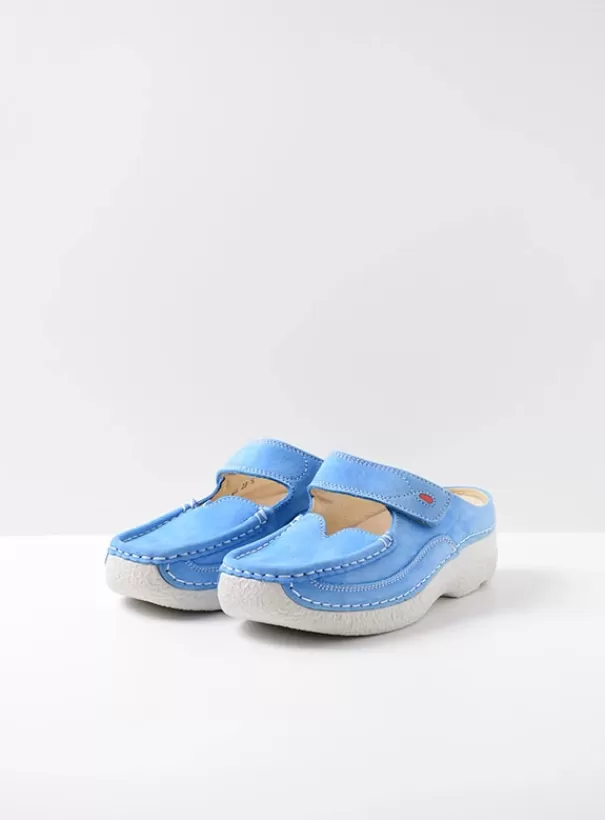 Hielspoor | Slippers<Wolky Roll Slipper hemelsblauw nubuck