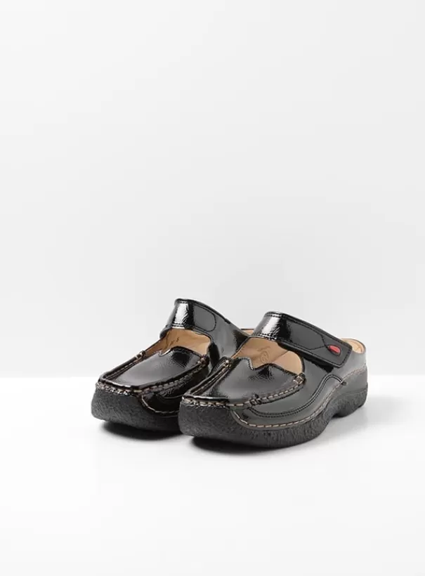 Slippers | Klompen<Wolky Roll Slipper Vegan zwart vegan lak