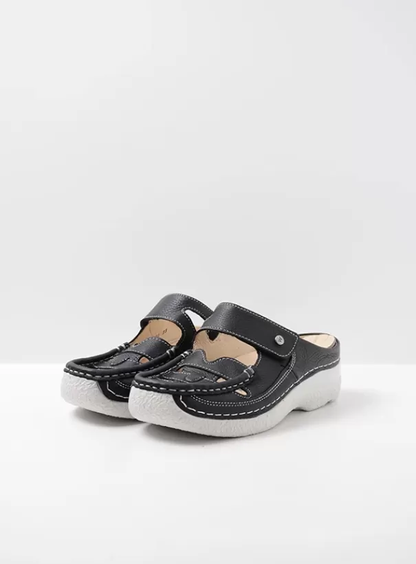 Slippers | Klompen<Wolky Roll Talaria zwart zomer leer