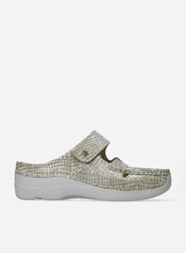 Slippers | Klompen<Wolky Roll Talaria beige crocolook leer