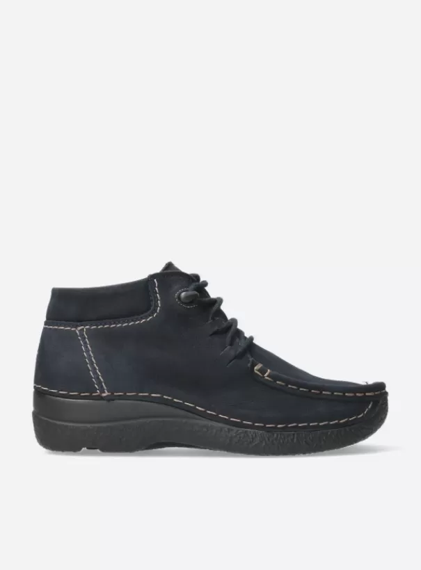 Veterschoenen<Wolky Seamy Moc blauw nubuck