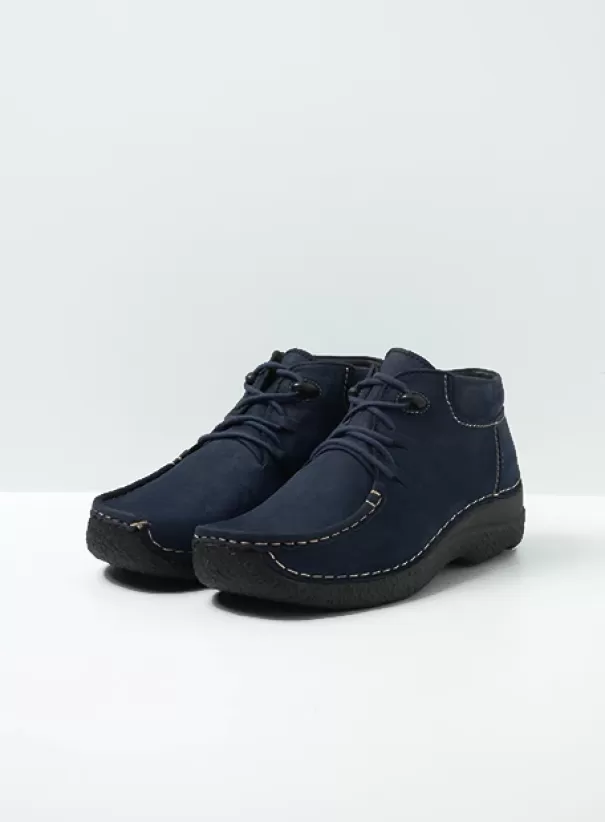 Veterschoenen<Wolky Seamy Moc blauw nubuck